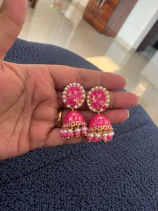 💕 New Pink Jhumka Earrings