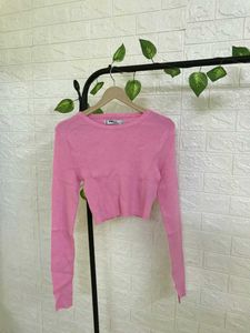 Pink Ribbed Crop Top (winter)
