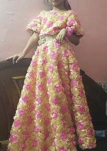Stunning Floral 3D Rose Embellished Gown