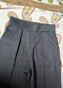 Plaid Wide Leg Trousers