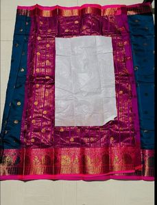 Elegant Teal &amp; Pink Banarasi Silk Saree