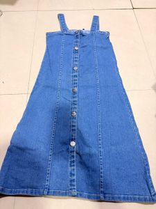 Denim Button-Front Midi Dress