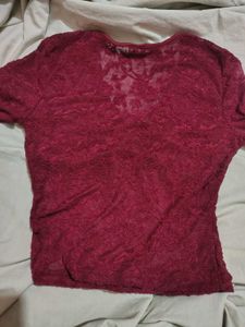 savana Burgundy Lace V-Neck Top