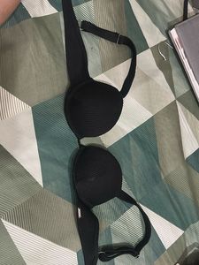 Black Ribbed Push-Up Bra