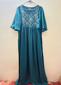 Teal Green | V-Neck | Flared sleeve kurta