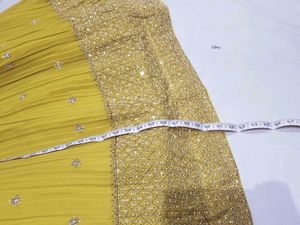 Yellow color lhega choly heavy sequin 3psc set