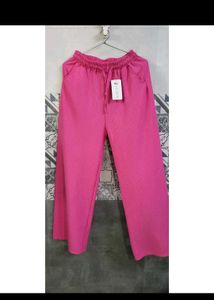 Vibrant Pink Palazzo Pants with Drawstring Waist