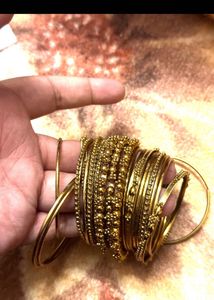 Elegant Gold-Tone Beaded Bracelet Stack