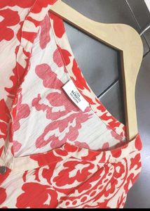 Red🔴Floral Printed Midi Dress For 48 Bust