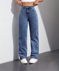 High Waist Straight Leg Blue Jeans 👖