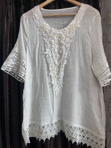 White Pearl Embellished Kurta