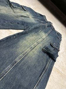 Baggy Wash Denim Cargo Pants