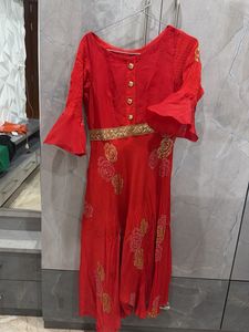 Vibrant Red Floral Kurta Set