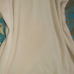 Chic Beige &amp; White Polo Top
