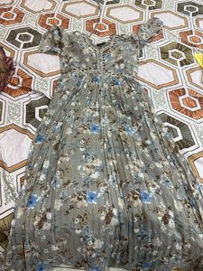 Elegant Floral Pleated Maxi Dress