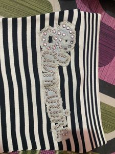 Striped Tube Top with Lace Detail