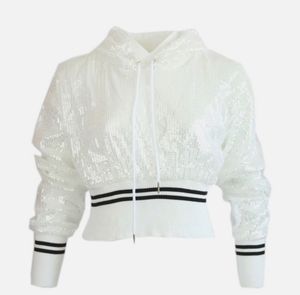 Sparkling Sequin Cropped Hoodie