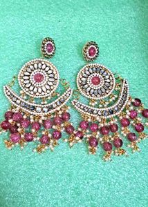 Stunning Pink Beaded Statement Earrings