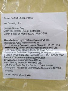 Avon Brand New Pastel Perfect Shopper Bag