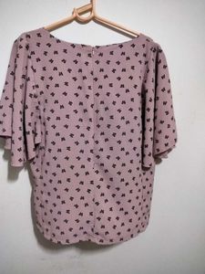 Cute Pink Bow Print Top