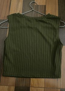 Olive Green Crop Top