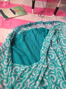 Chic Teal Swirl Print Midi Dress