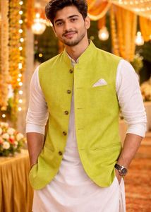 Lime Green Nehru Jacket