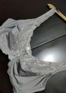 Grey Polka Dots Bra For 46 DD Bust