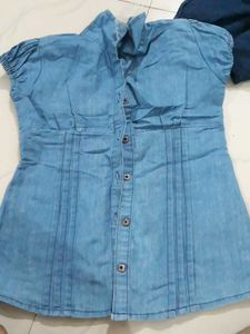 Cotton Denim Top And Jumpsuits
