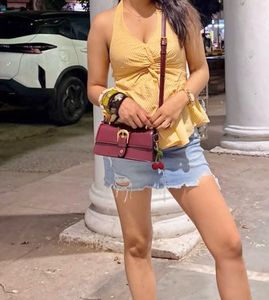 Yellow Gingham Peplum Halter Top