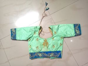 Blue &amp; Pista  Gold Embroidery Lehenga Set