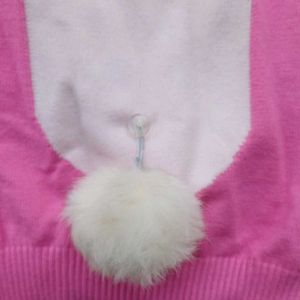 Kids Pink Korean Sweater with Bunny tail back