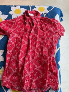 Red Printed Short Sleeve Shirt