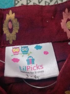 Maroon Printed Tie-Dye Kurta