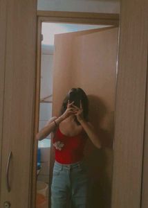 Chic Red Floral Camisole Top