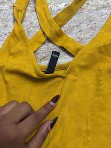 Mustard Yellow Criss-Cross Back Dress