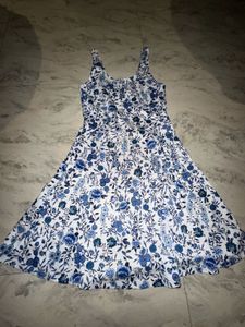 Blue Floral Print Summer Dress