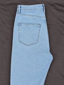 Zara Light Wash Ripped Mom Jeans