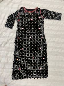 Black Jaipuri Kurti with Mirror Work