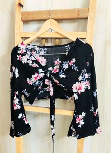 Floral Tie-Front Crop Top size-30-32