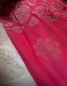 Rani Pink Golden Sequin Saree