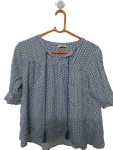 Blue Geometric Print Top