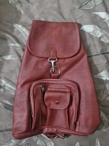 Maroon Backpack with Front Pocket