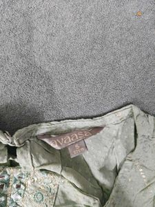 Sage Green Ethnic Kurta with Shimmer Detail