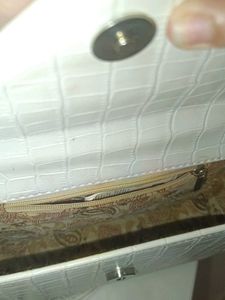 White Croc Embossed Shoulder Bag