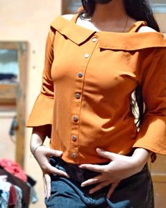 Off-Shoulder Brown Top