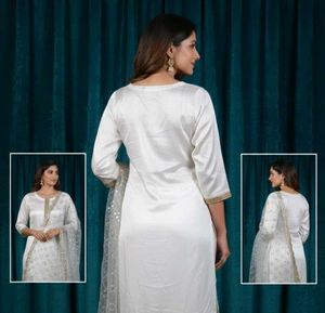 Elegant White Kurta Set (very ligh weight 😍)