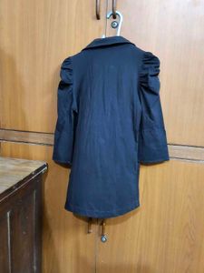 Black Formal Blazer with Puffed Sleeves