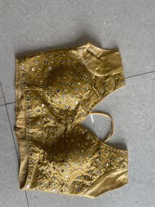 Golden Embellished Saree Blouse