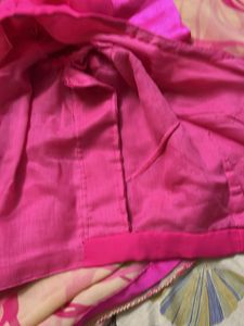 Vibrant Pink Saree with Matching Blouse